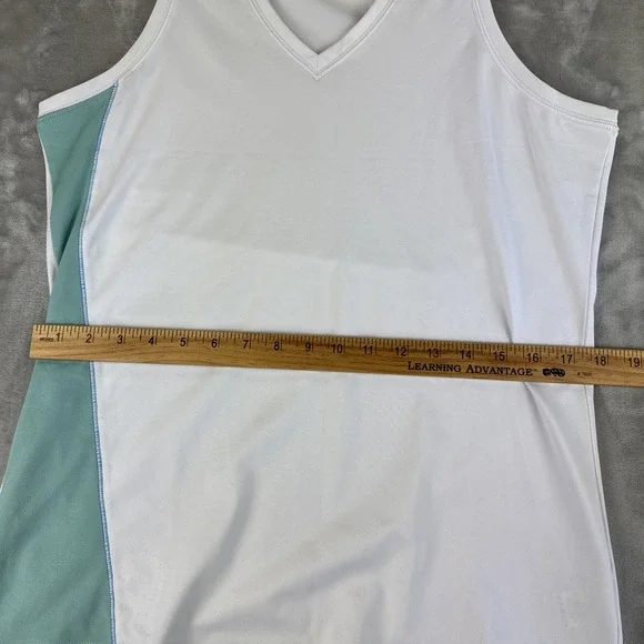 Alo Yoga CoolFit Tank Top Women's Large White Aqua V-neck Racerback Gym (1284)‎ - Picture 8 of 9